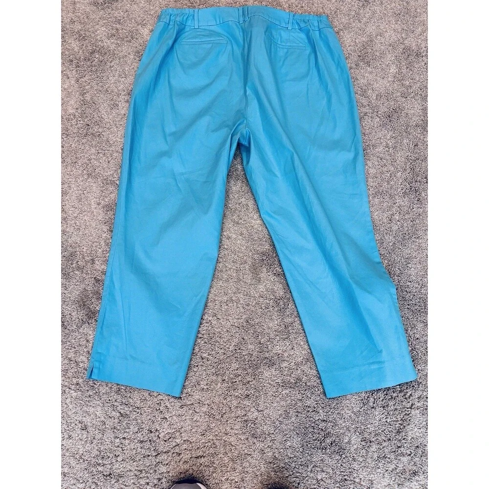 Talbots Woman The Perfect Crop Pants Size 16 Aqua Blue High-Rise Stretch - Picture 6 of 7